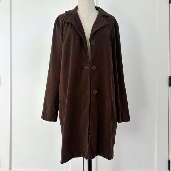 Vintage Sag Harbor Dress Brown Blazer Jacket‎ Coat Faux Suede Size 10 - Picture 6 of 8